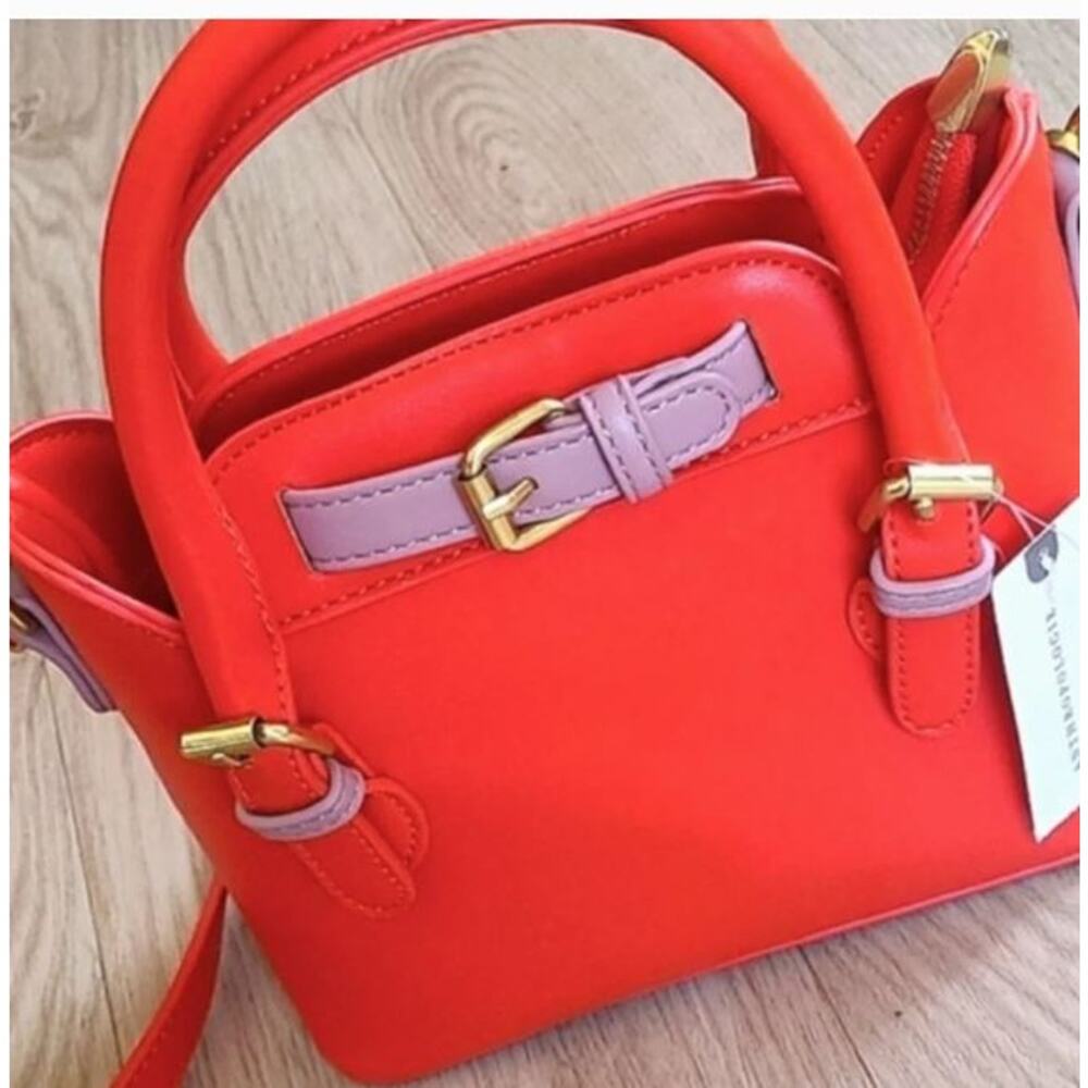 Anthropologie Agathe Mini Satchel Crossbody Bag Remi/Reid- red/orange Coral - Picture 2 of 14